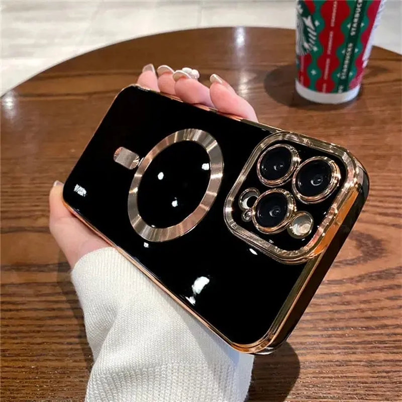 JASTER Luxury Electroplated Magnetic Wireless Charge Case for 15 14 13 12 11 Pro Max Soft Silicone Shockproof Back Cover