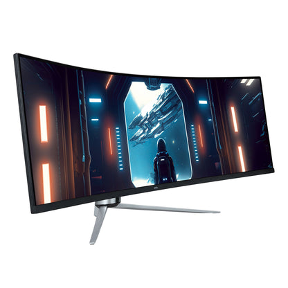 49&quot; Curved Dual FHD (3840 X 1080P) 144Hz 1Ms Gaming Monitor with Cables, Black, New