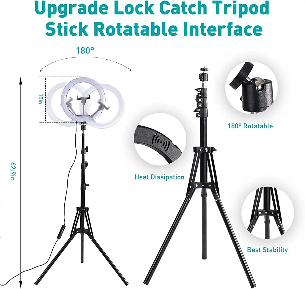 13&quot; LED RGB Selfie Ring Light W/ Mini &amp; Extendable Tripod Stand &amp; Phone Holder 10 Brightness Level 26 Light Modes Dimmable Ringlight for Beauty Makeup Live Streaming Youtube Video Photography Shooting