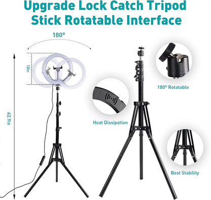 13&quot; LED RGB Selfie Ring Light W/ Mini &amp; Extendable Tripod Stand &amp; Phone Holder 10 Brightness Level 26 Light Modes Dimmable Ringlight for Beauty Makeup Live Streaming Youtube Video Photography Shooting